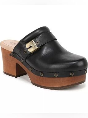 Dr. Scholl's Black Leather Women's Original Joy Platform Clogs